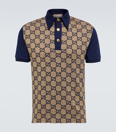 Рубашка поло Maxi GG из шелка и хлопка Gucci, коричневый