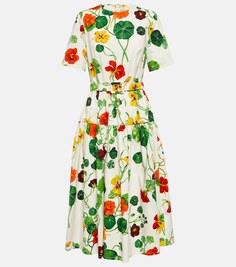 Поплиновое платье миди Nasturtium из смесового хлопка OSCAR DE LA RENTA, разноцветный