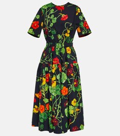 Поплиновое платье миди Nasturtium из смесового хлопка OSCAR DE LA RENTA, разноцветный