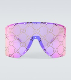 Солнцезащитные очки в массивной оправе Gucci, фиолетовый