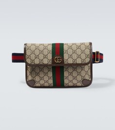 Маленькая поясная сумка Ophidia GG из парусины Gucci, бежевый