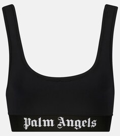 Спортивный бюстгальтер с логотипом PALM ANGELS, черный