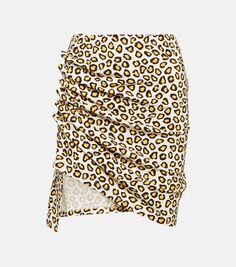 Мини-юбка из джерси с леопардовым принтом PACO RABANNE, разноцветный