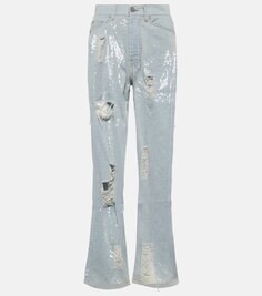 Прямые джинсы с украшением PALM ANGELS, синий