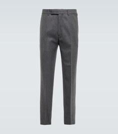 Шерстяные фланелевые брюки в полоску Web Stripe Gucci, серый