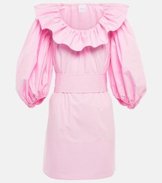 Хлопковое мини-платье с пышными рукавами PATOU, розовый