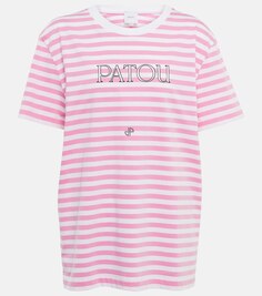 Хлопковая футболка в полоску с логотипом PATOU, розовый