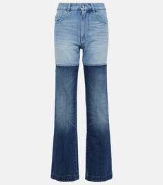 Пэчворк прямые джинсы с высокой посадкой PETER DO, синий