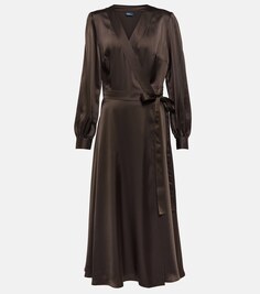 Атласное платье с запахом POLO RALPH LAUREN, коричневый