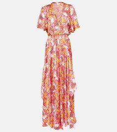 Платье макси с цветочным принтом POUPETTE ST BARTH, оранжевый