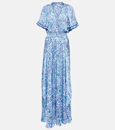 Платье макси с цветочным принтом POUPETTE ST BARTH, синий