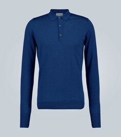 Рубашка-поло с длинными рукавами из шерсти John Smedley, синий