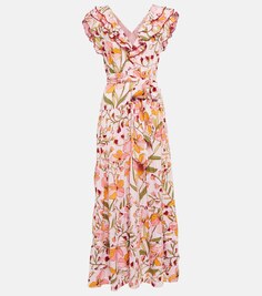 Платье макси Della с цветочным принтом POUPETTE ST BARTH, розовый