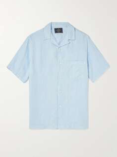 Льняная рубашка с воротником-стойкой PORTUGUESE FLANNEL, синий