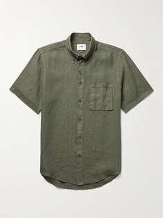 Льняная рубашка с воротником на пуговицах Arne 5706 NN07, зеленый