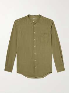 Рубашка Noto2 Slim-Fit с воротником-стойкой из хлопка и вельвета MASSIMO ALBA, зеленый