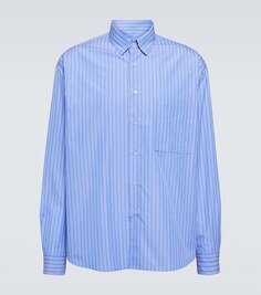 Рубашка из хлопкового поплина в полоску Lanvin, синий