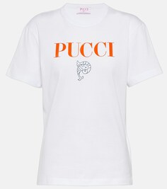 Хлопковая футболка с принтом PUCCI, белый
