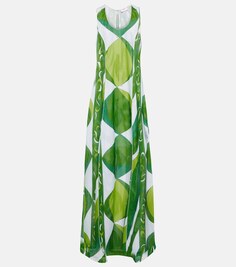 Сетчатое платье макси с принтом PUCCI, зеленый