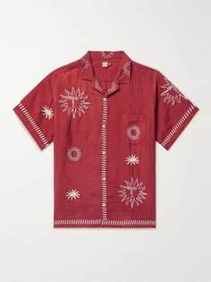 Льняная пижамная рубашка с вышивкой DESMOND &amp; DEMPSEY, красный