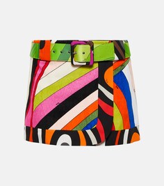 Хлопковая мини-юбка с запахом Iride PUCCI, разноцветный