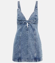 Джинсовое мини-платье с вырезами RE/DONE, синий