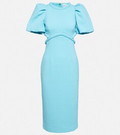 Платье миди Michelle Puff из крепа с вырезами REBECCA VALLANCE, синий