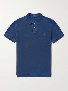 Рубашка-поло из хлопка-пике с вышитым логотипом POLO RALPH LAUREN, синий