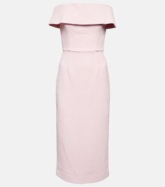 Платье миди из крепа с открытыми плечами REBECCA VALLANCE, розовый