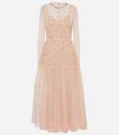 Украшенное платье миди из тюля &quot;пуэн-деспри&quot; REDVALENTINO, розовый