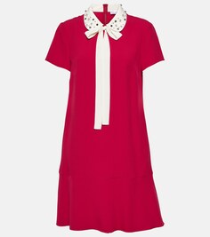 Мини-платье из крепа с вышивкой REDVALENTINO, красный