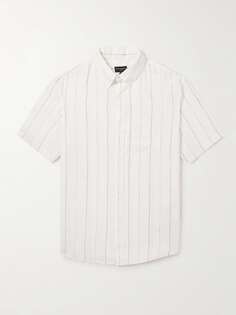 Полосатая льняная рубашка с воротником на пуговицах CLUB MONACO, белый