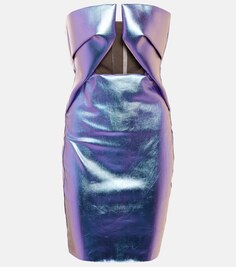 Джинсовое мини-платье металлик с вырезами RICK OWENS, металлик