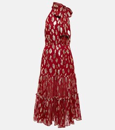 Платье миди Eleanor с вырезом халтер RIXO, красный