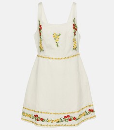 Мини-платье Ronan из смесовой льняной ткани RIXO, белый