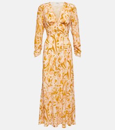 Платье миди Selma из шелкового крепа с принтом RIXO, разноцветный