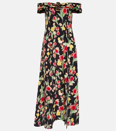 Платье миди Freya с цветочным принтом RIXO, черный