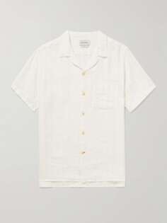 Полосатая льняная рубашка Havana Camp-Collar OLIVER SPENCER, белый