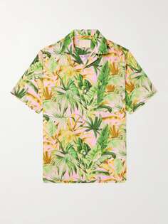 Тропическая рубашка с откидным воротником из льна и хлопка с принтом PORTUGUESE FLANNEL, мульти