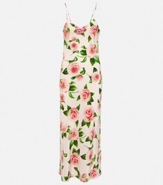 Платье-комбинация из шелка с цветочным принтом RODARTE, розовый