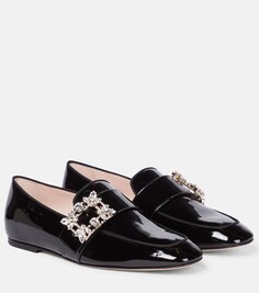 Лоферы Mini Broche из лакированной кожи Roger Vivier, черный