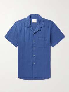 Рубашка Panama с трансформируемым воротником в полоску из фактурного хлопка La Paz, синий