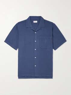 Рубашка с откидным воротником, окрашенная в готовом виде, из конопли и хлопка UNIVERSAL WORKS, нави