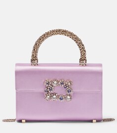 Декорированная атласная сумка-тоут Envelope Mini Roger Vivier, фиолетовый