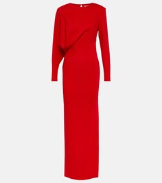 Платье из крепа с драпировкой ROLAND MOURET, красный