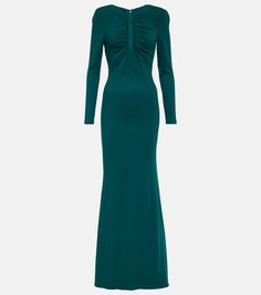 Платье из кади с рюшами ROLAND MOURET, зеленый