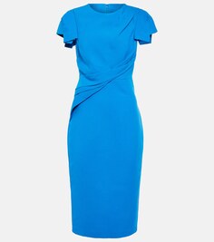 Платье миди со сборками ROLAND MOURET, синий