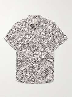 Рубашка с воротником на пуговицах и цветочным принтом Playa из смесового органического хлопка FAHERTY, черный