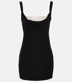Украшенное мини-платье с открытыми плечами ROLAND MOURET, черный