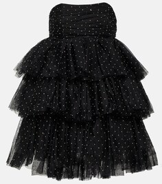 Украшенное мини-платье из тюля без бретелек ROTATE BIRGER CHRISTENSEN, черный